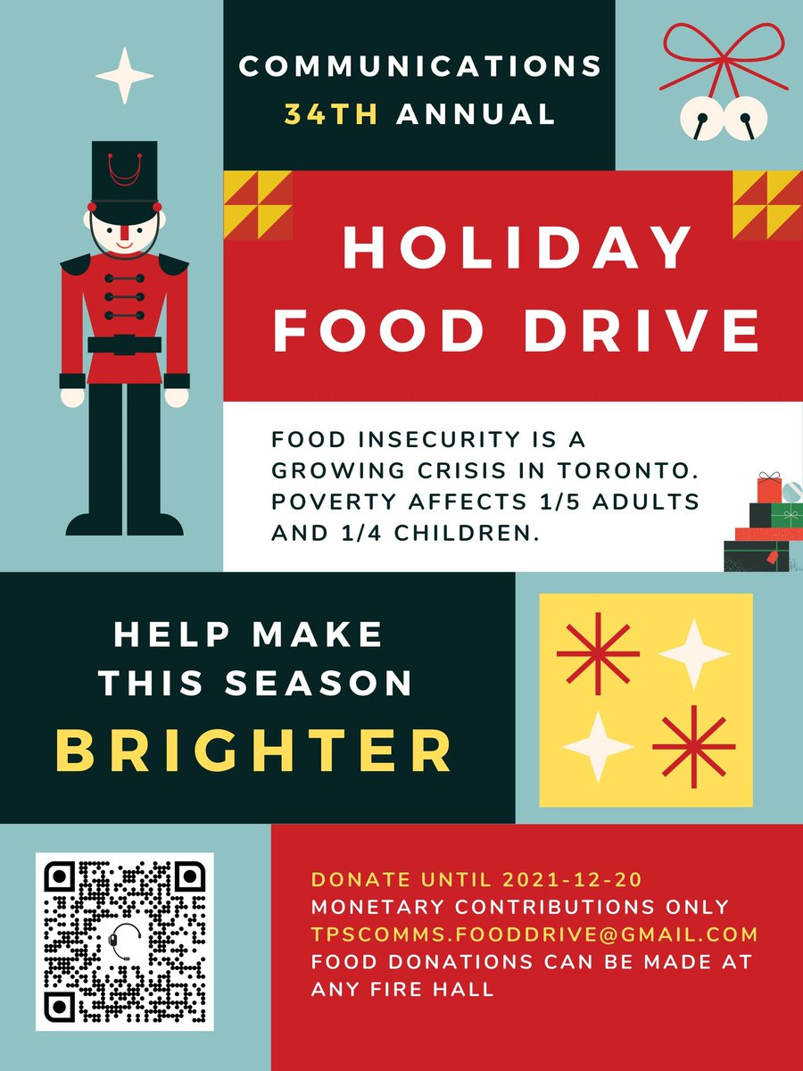 RETdispatchspvr's tweet image. Please join @comm911tps in our 34th annual Holiday Food Drive in support of @DailyBreadTO. Giving back to the community we serve. @TorontoPolice @DeputyPeterYuen @Fergy5846 @TPAca