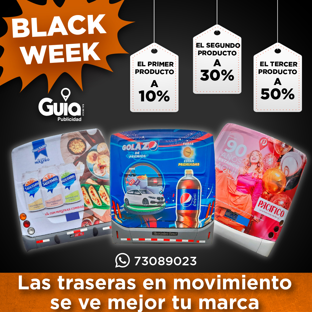 publicidadguia's tweet photo. Black Week DEL 23 AL 26 DE NOVIEMBRE🤩
Las #traseras en movimiento, se ve mejor tu #marca.
https://t.co/6kq6Lkm9dm
#incrementa #ventas #blackfriday #black #EnDesarrollo #publicidad #blackdays #ElSalvador #marketing #empresarial #share #sale #socialselling #comment #digital https://t.co/0xEU3AtTid