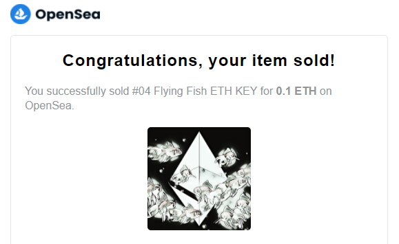 ATheDigitalPen's tweet photo. #04 Flying Fish ETH KEY #NFT SOLD! Thank you #ETHfan 6576E3!
https://t.co/eydllP1esL
Floor price 0.1
#ethkeyscollection #ethkeys #eth #NFTs #nftcollector #nftart #NFTCommunity #OpenSeaCommunity #OpenSeaNFT @ethereum @VitalikButerin @gavofyork @opensea https://t.co/nbpch4aK3e