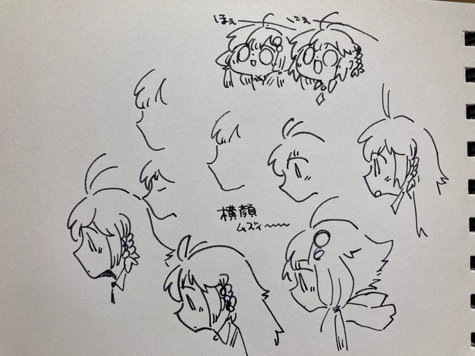 横顔難しいの舞(おおよそ描き損じ) 