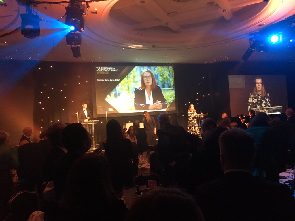 mathsweek's tweet photo. #theawards Outstanding Achievement Award goes to... Prof Dame Sarah Gilbert Oxford-AstraZeneca vaccine. https://t.co/iYi3vcQsqA