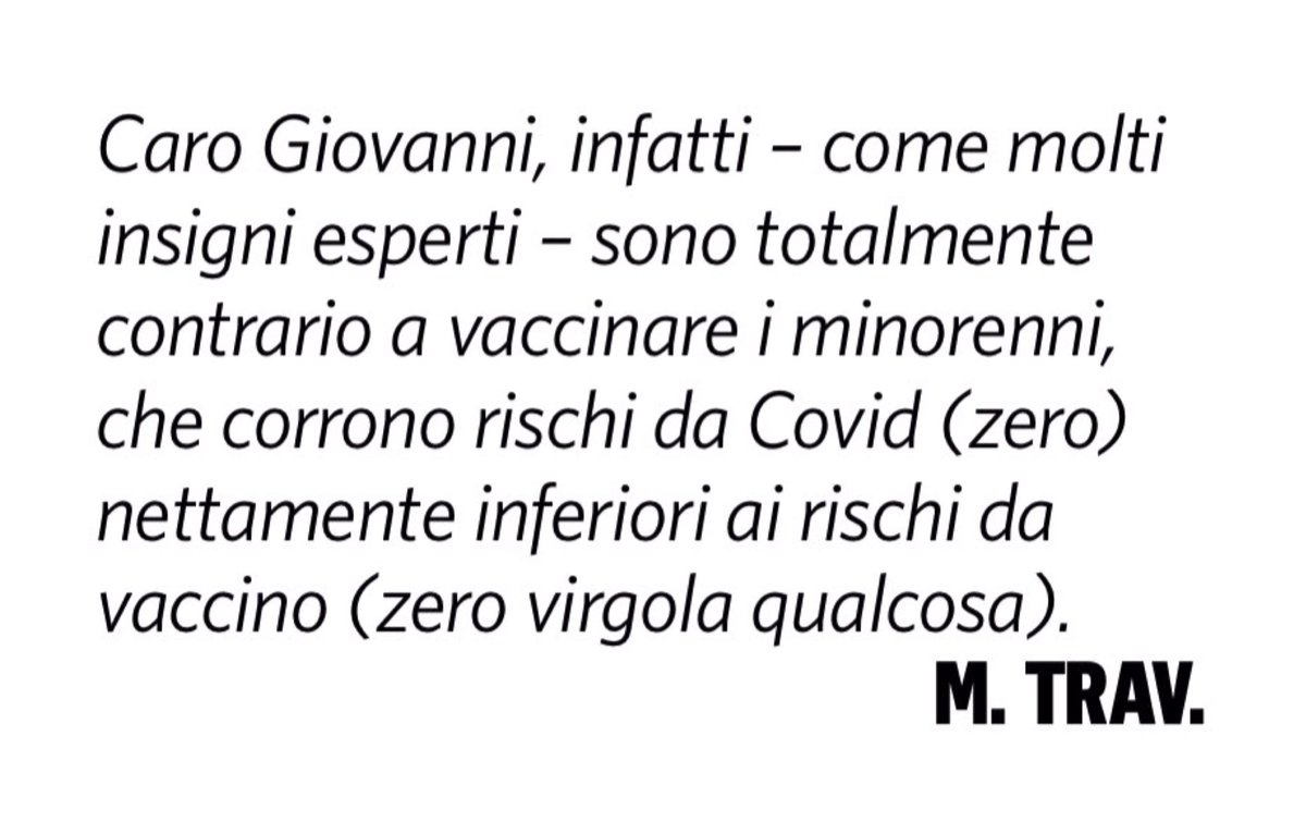A #ottoemezzo Marco Cavaleri, capo della Vaccine Strategy dell’Ema, spiega che per i bambini sopra i 5 anni i benefici del vaccino superano i rischi. A contraddirlo c’è Travaglio, che ha pubblicato la sua analisi rischi-benefici nella rubrica delle lettere del Fatto quotidiano.