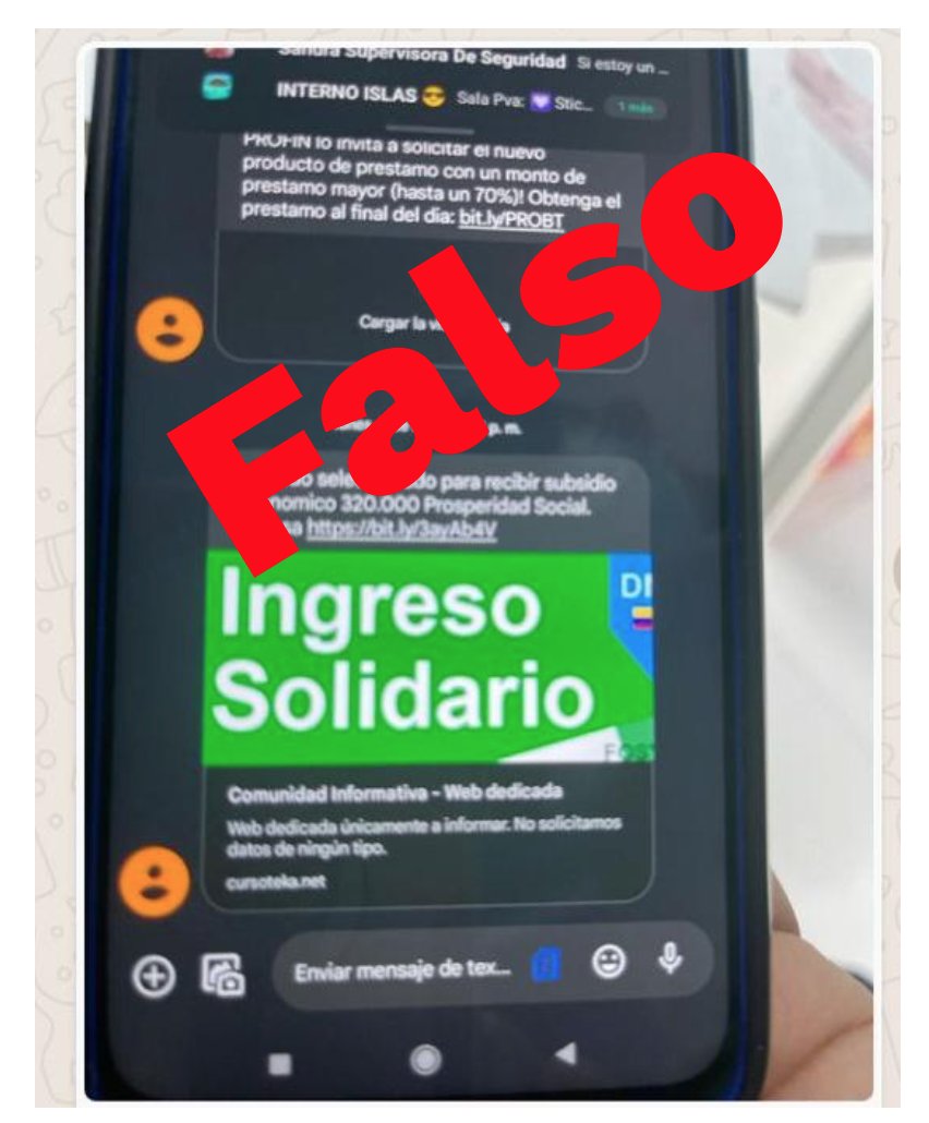 ProsperidadCol's tweet photo. 🚨¡Reiteramos! 
•No hay inscripciones abiertas al programa #IngresoSolidario
•No se deje engañar por personas que buscan robarle dinero o datos. 
•Absténganse de dar su identificación en sitios web o vía WhatsApp. 
•Recuerde que las páginas del Gobierno terminan en .GOV.CO. https://t.co/3i6idyCBwq