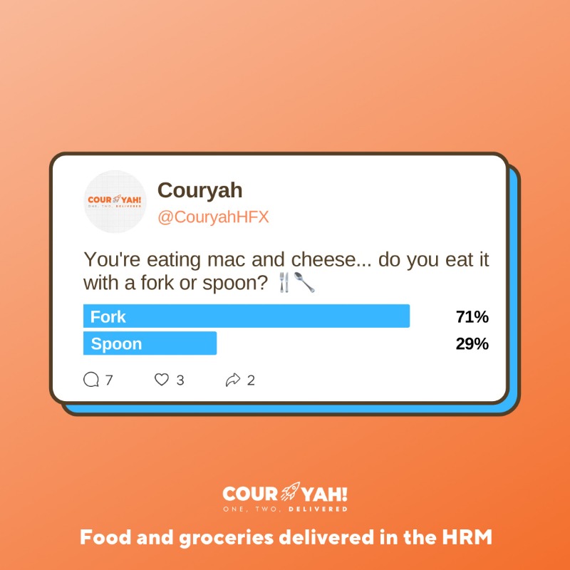 haligonia's tweet photo. We had a debate on Twitter on this one. How do you eat your mac and cheese?

Thousands of groceries &amp; various local restaurant dishes delivered in the HRM!
Place your order now Or schedule it for later🚀
https://t.co/tfVmsZsZEi

#Couryah #Halifax #OndemandDelivery #ShopLocalHFX https://t.co/YxgfdIom3j