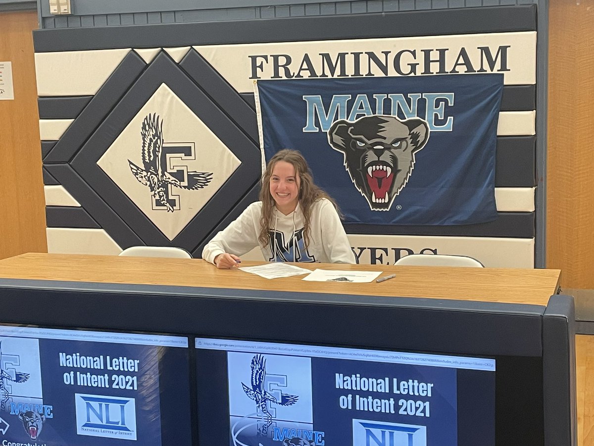 FlyersSwimDive's tweet photo. Congrats to Laura D who is officially headed to UMAINE. Can’t wait to watch how well you do in the next chapter. @FHSFlyersSports @MetroWestSports @FramSource https://t.co/Lu1e8GCKTM