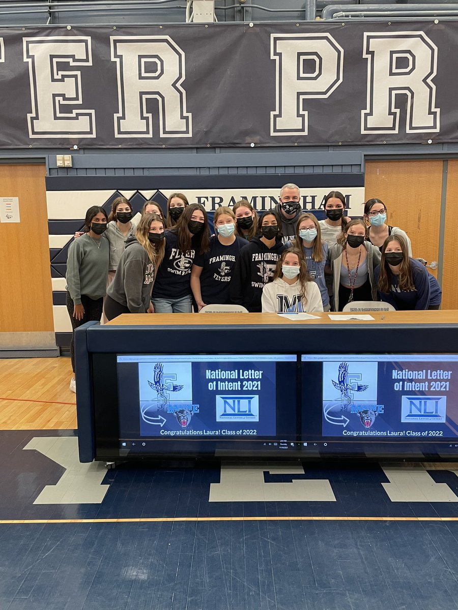 FlyersSwimDive's tweet photo. Congrats to Laura D who is officially headed to UMAINE. Can’t wait to watch how well you do in the next chapter. @FHSFlyersSports @MetroWestSports @FramSource https://t.co/Lu1e8GCKTM