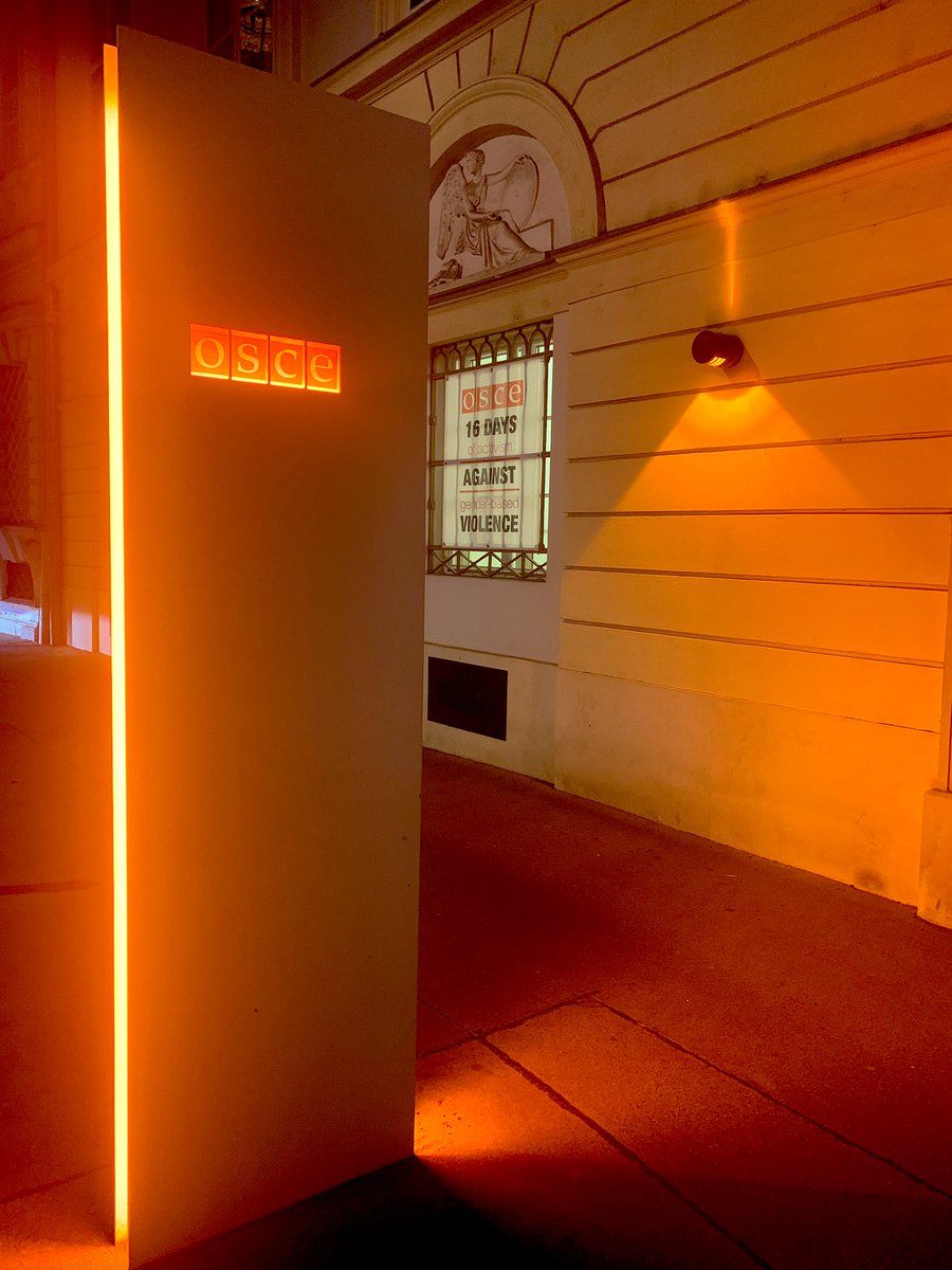 SwitzerlandOSCE's tweet photo. The @OSCE in #multilateralvienna is turning orange to mark today‘s International Day for the Elimination of #ViolenceAgainstWomen
#OrangeTheWorld #16daysofactivism https://t.co/UqPcriyoPW
