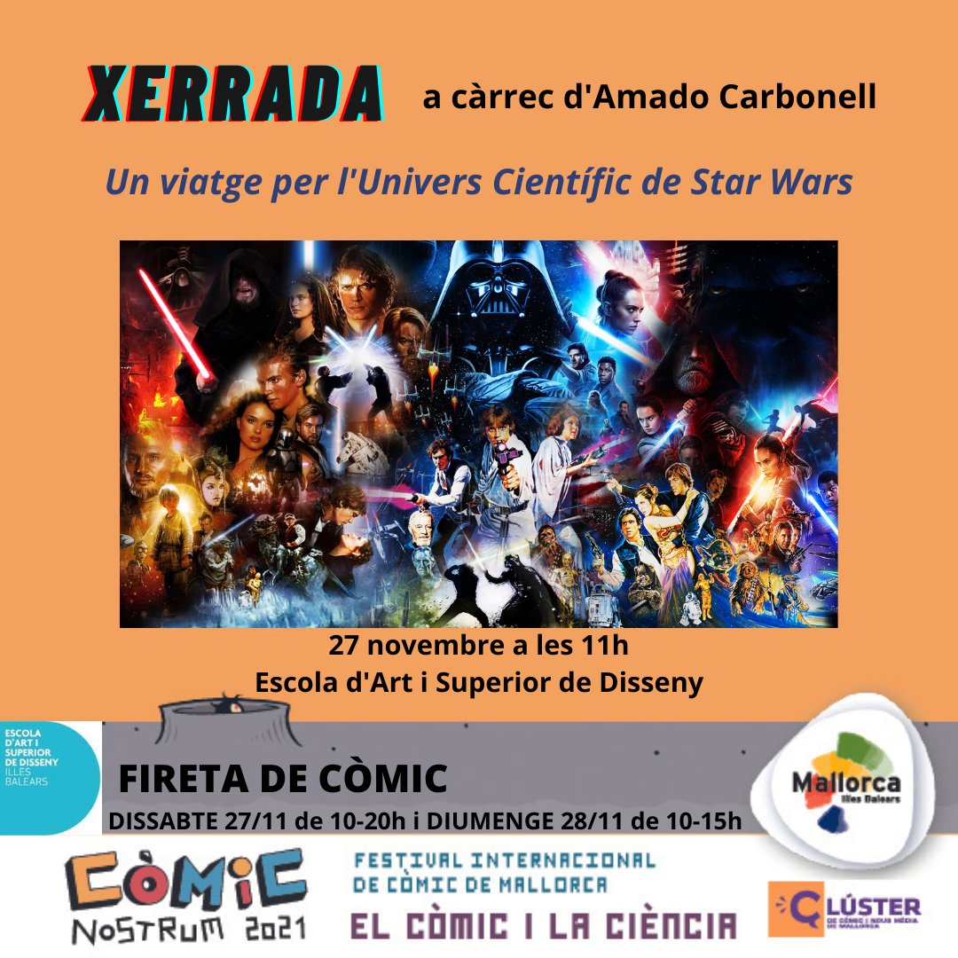 comicnostrum's tweet photo. ¡Els actes del dissabte dematí a la Fireta del #ComicNostrum2021!
I a les 12 h. Taula rodona: El còmic i la il•lustració com a eina de divulgació científica. Amb Míriam Rivera, @RaquelberryFinn, Jesús Sánchez i Pere Bennàssar.
#Clusterdecomic #Mallorca #IllesBalears https://t.co/GNvXqi7zDb