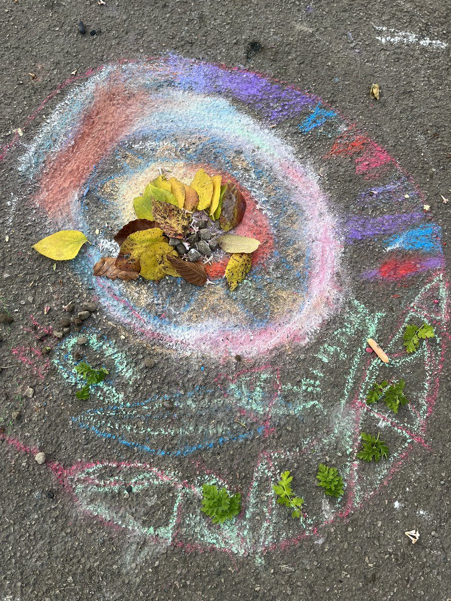 MrsHoward100's tweet photo. 4JB @CrossleyFields created some amazing mandala patterns using chalks and natural materials as part of our RE work today. https://t.co/efw2AViflk