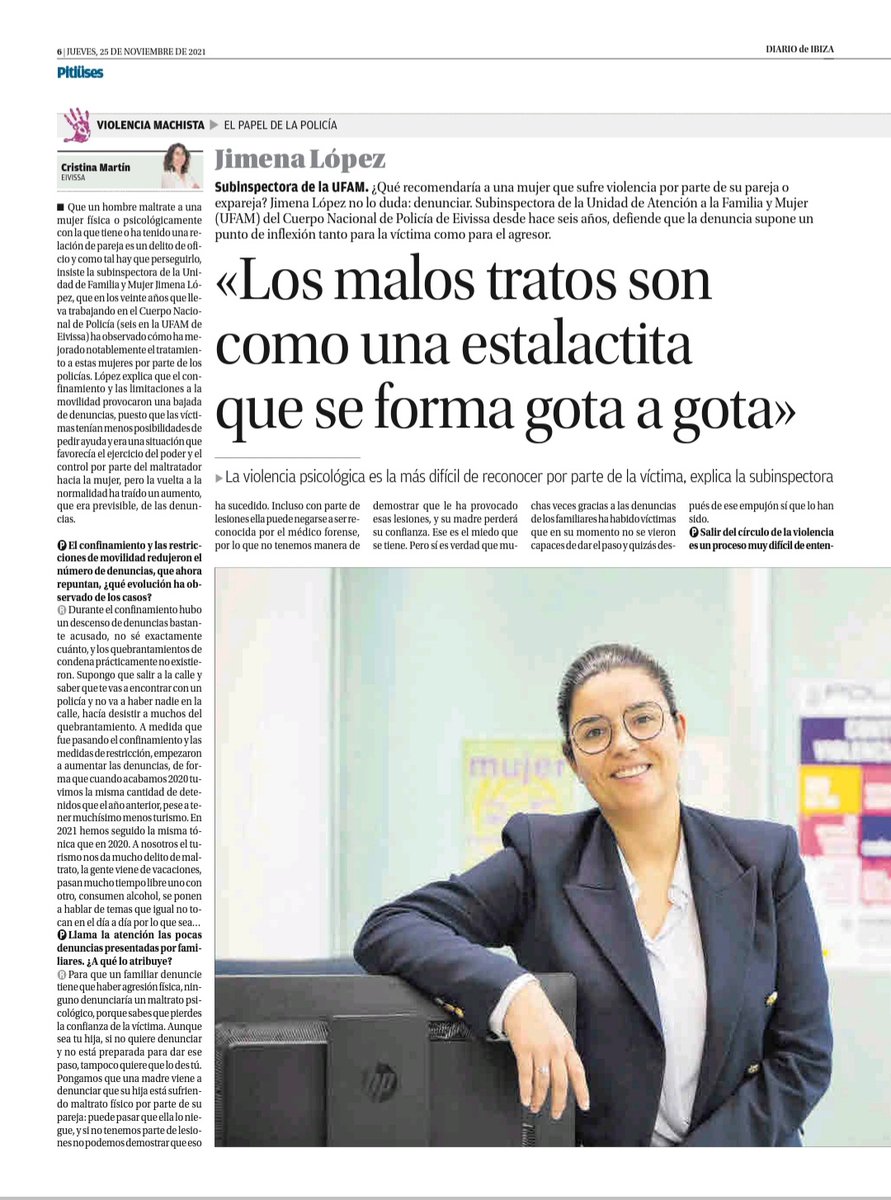 tocamadera's tweet photo. Gracias a @Diario_de_ibiza por dejarnos difundir nuestro trabajo. Queda mucho por hacer. #orgullopolicianacional #DiaContralaViolenciadeGenero https://t.co/eviyZdInzc