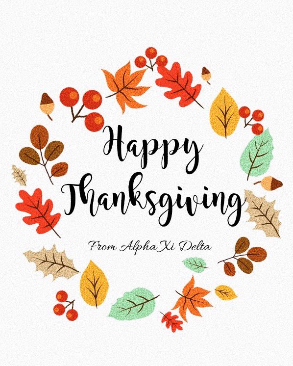 almaaxid's tweet photo. The Sisters of Alpha Xi Delta want to wish you all a Happy Thanksgiving! 🧡 https://t.co/TWlZb9yk0m