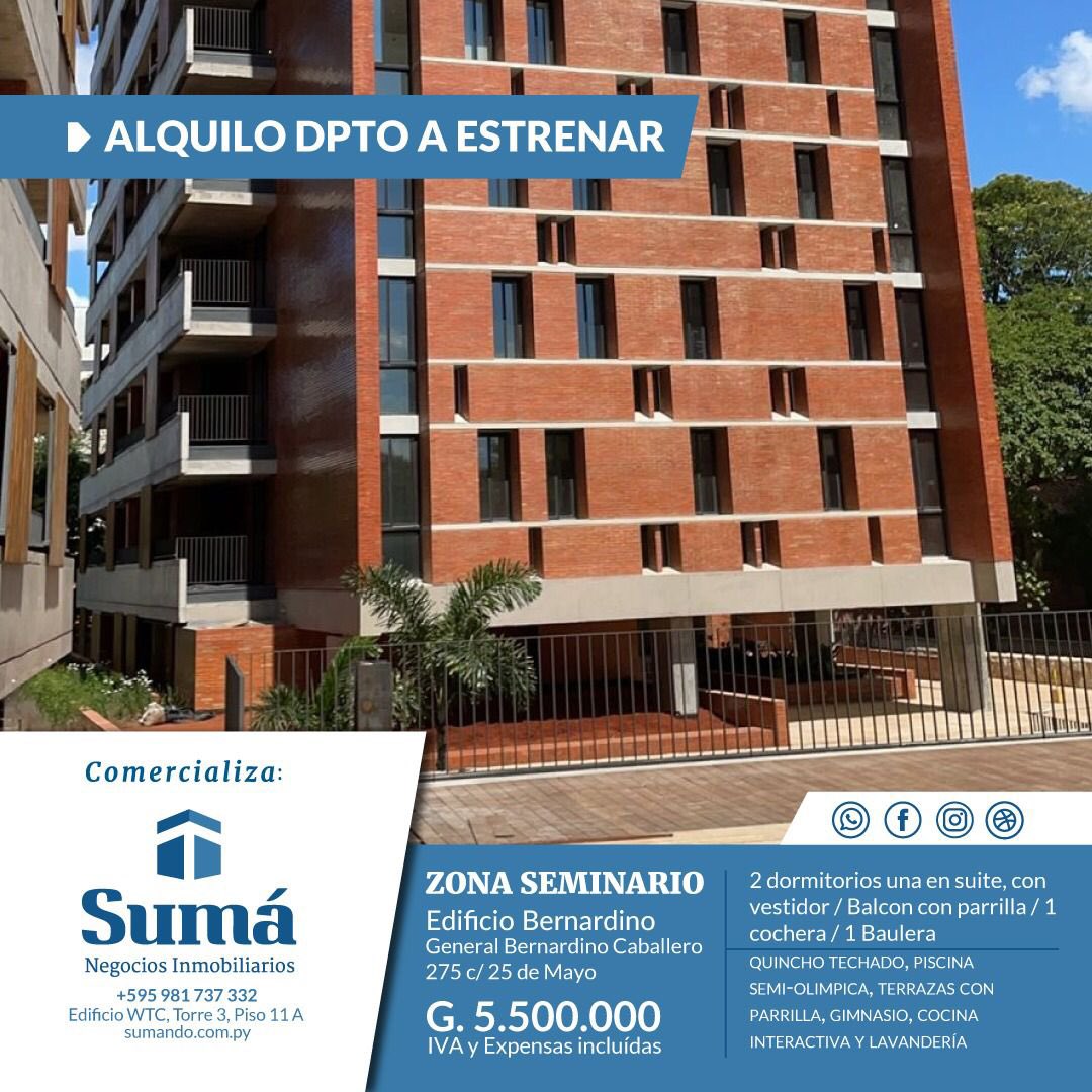 sumaparaguay's tweet photo. EDIFICIO BERNARDINO NUEVO A ESTRENAR #alquilo #departamrnto #alquiler #Asuncion #Paraguay 🏡 https://t.co/7NK03fFhCx