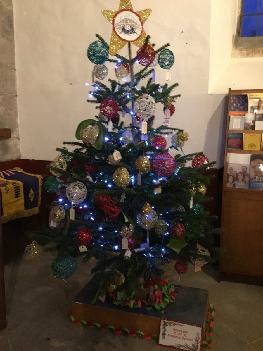 brocktonprimary's tweet image. Our Christmas tree is now on display at Much Wenlock Parish Church. Every child has made a bauble for the tree, the school is covered in glitter. Please go and see it this weekend, it looks lovely!