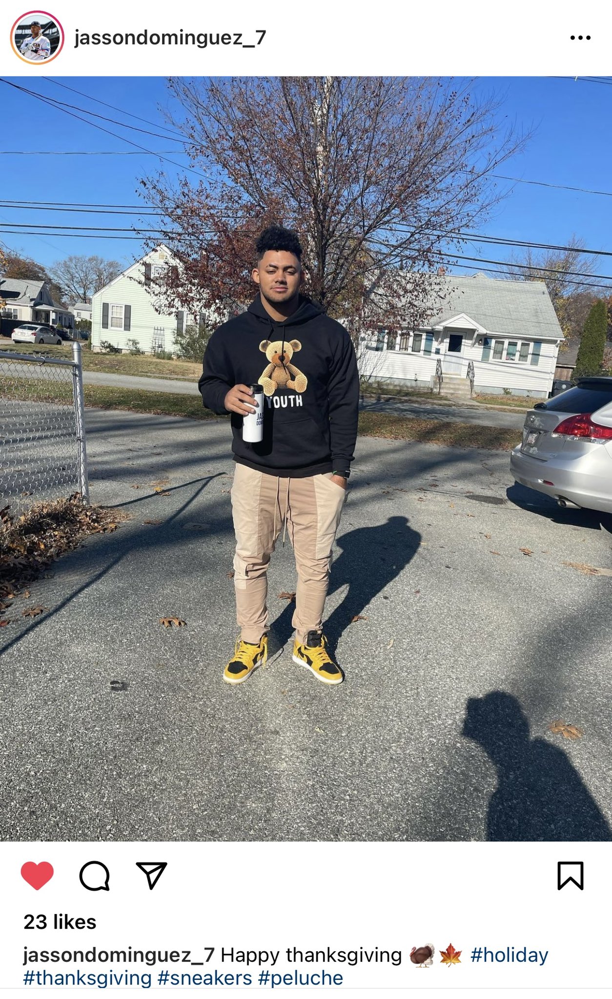 Our young prince is vibing on Thanksgiving and wishing Nick Swisher a happy birthday 