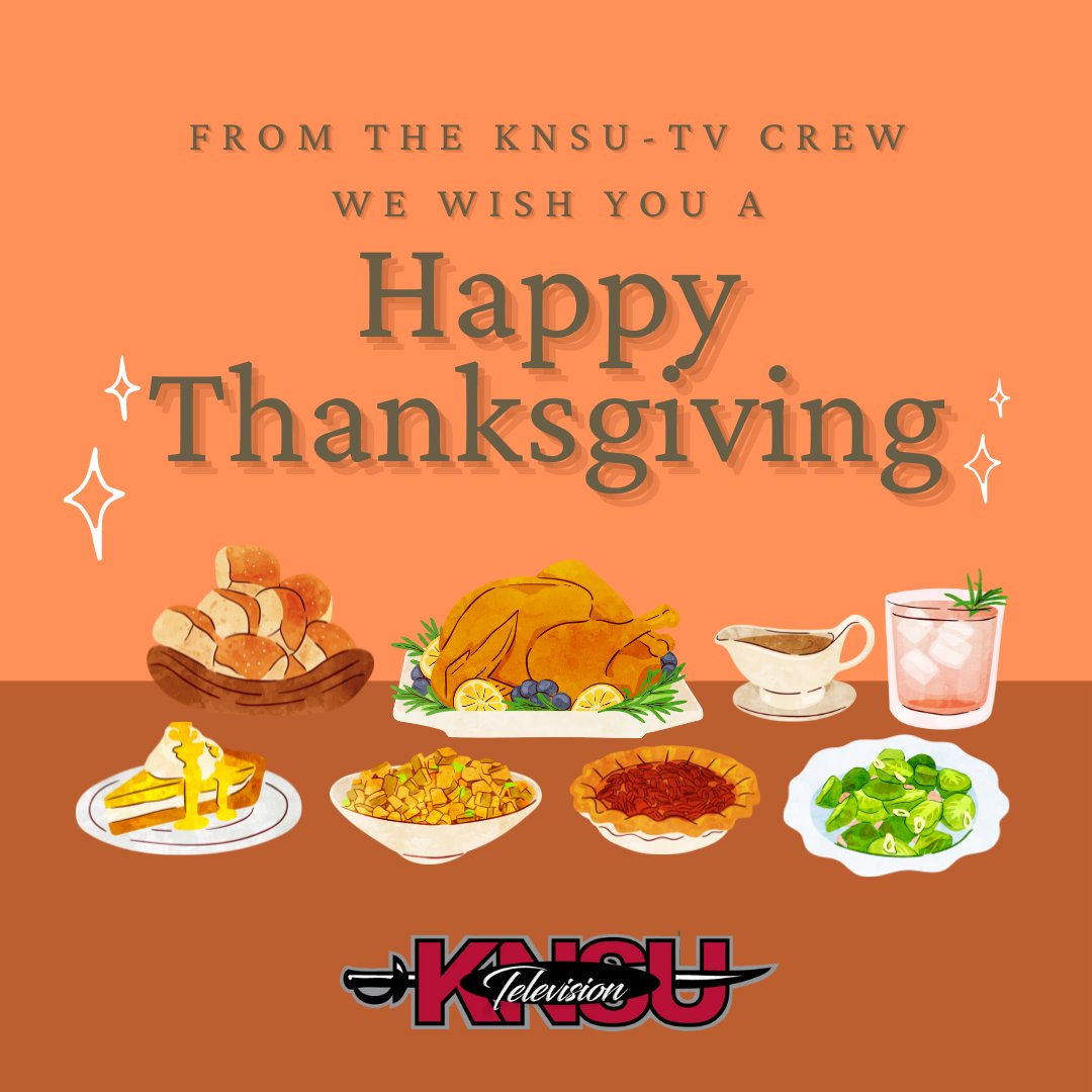 knsutv's tweet photo. Spreading gratitude and thanks!!🦃🍁 Happy Thanksgiving from the KNSU-TV staff! https://t.co/tRkleb0jJC