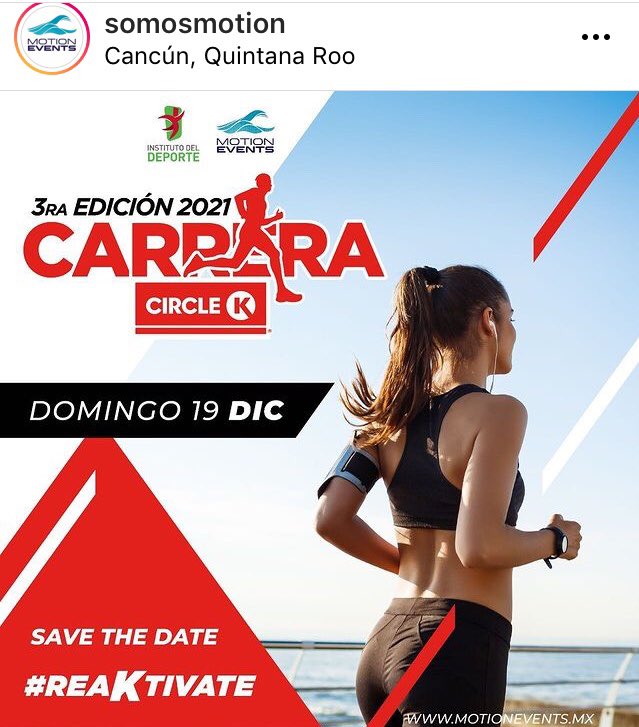 coldweb13's tweet photo. Domingo 19 de Diciembre en Malecón Tajamar correr 2.5,5 o 10k en carrera Circle K , inscripción $300 #HazDeporte #CircleK #MalecónTajamar #Cancún #19DeDiciembre @VivoEnCancun #MotionEvents https://t.co/r8q356syIx