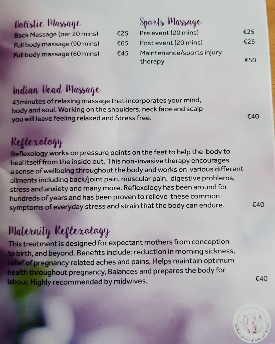 GoodnessGraces_'s tweet photo. Just a reminder of my price list!
Not listed:Lash Lift+Brow Lamination- €40ea or €65 together! Includes tint+shape. 
Vouchers still available as well 😉 Perfect stocking filler🎁
#GoodnessGraces_ #LouthChat #BeautySalon #Massage #SportsTherapy #Holistic #Reflexology #Christmas https://t.co/6Bczj2hlO9