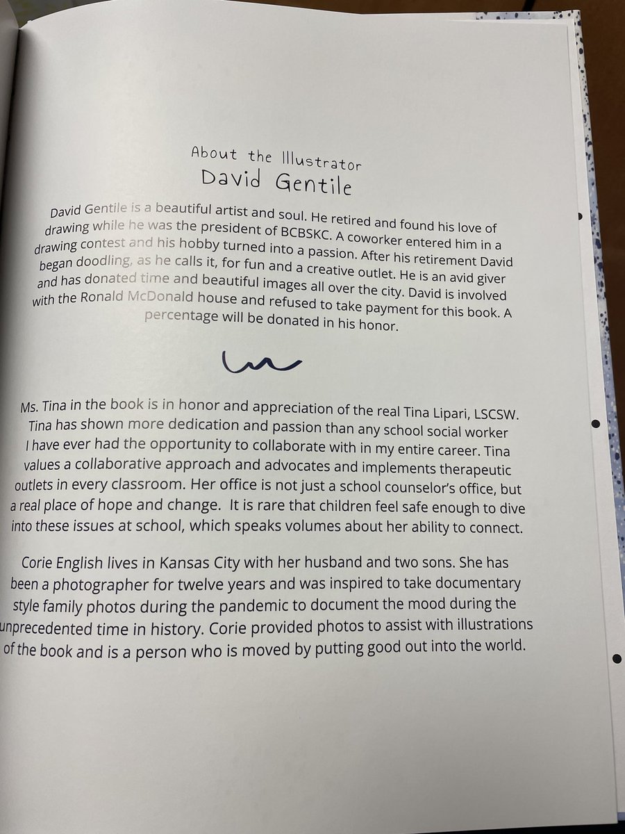 SMSD_Corinth's tweet photo. Shout-out to our very own Tina Lipari, social worker at Corinth, for being an inspiration for this book. There is a page dedicated to her and Ms. Tina in the story is inspired by her work from Mill Creek and Corinth. I am very proud of the work she does every single day @theSMSD https://t.co/yt62Vw2UdB