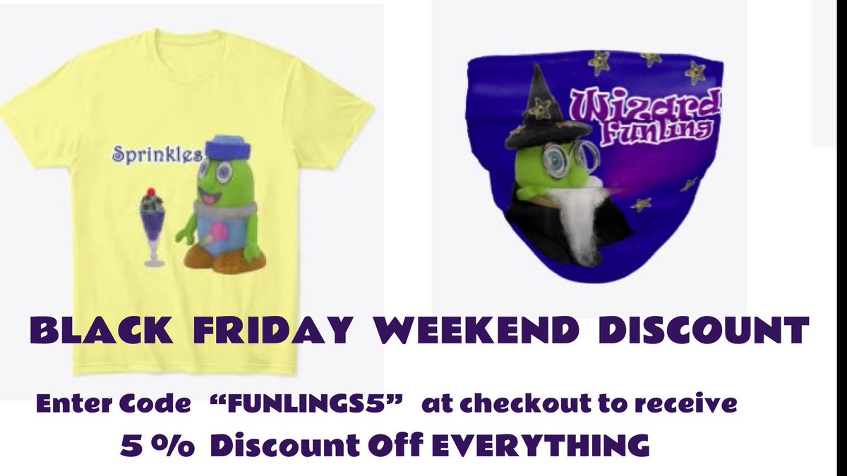 toytrains4u's tweet image. BLACK FRIDAY deal at funlingsmerch.com . Enter code "FUNLINGS5" at checkout to get 5% off everything in the Funlings shop. ALSO Now in Sprinkles Funling and Wizard Funling items.
#funlings #blackfriday2021 #blackfridaydeals #toytrains4u #funlingstoys #tshirts #kids #toys