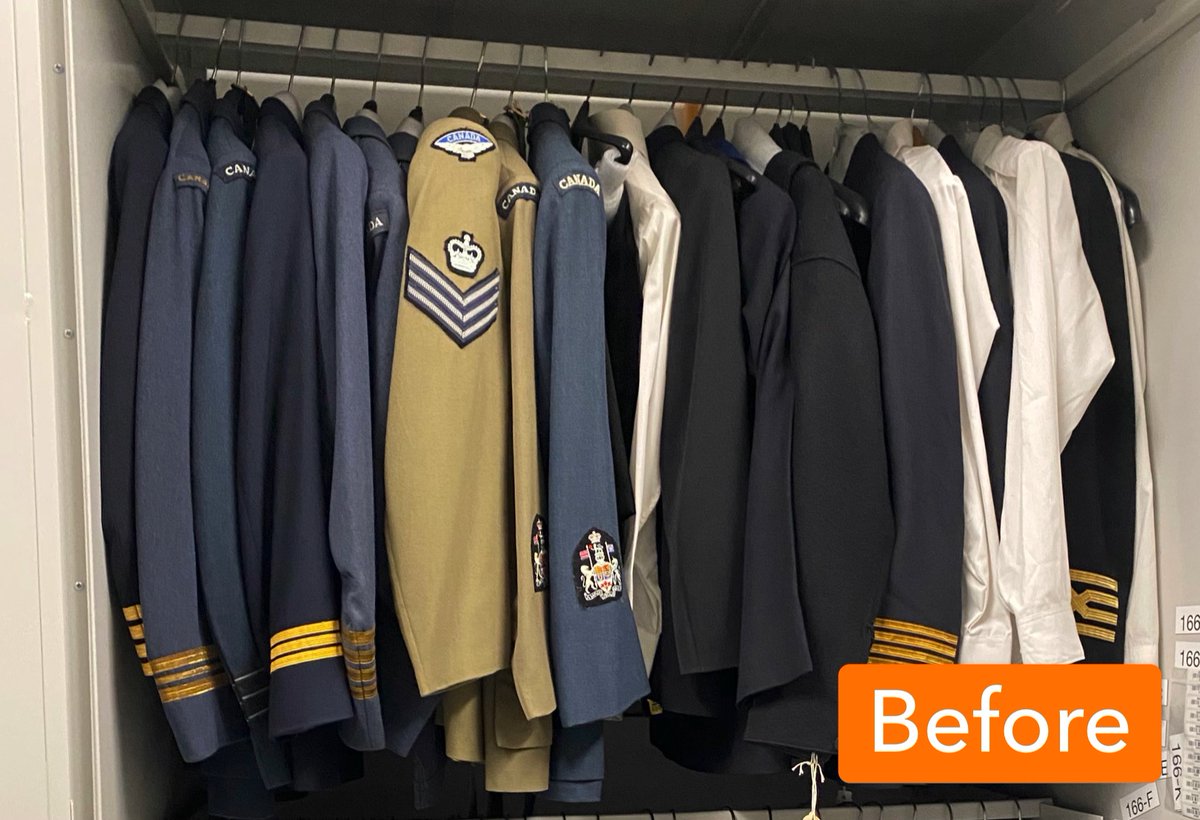 ericavanbosch's tweet photo. Spot the difference! 👁 Uniforms in the artifact collections are getting custom-made padded hangers. Thanks to Sue for sewing and Loren for hanging! 🧵🪡 There is so much work that goes on behind the scenes with @SciTechPreserv. This is just one example. https://t.co/SyilgK89hr