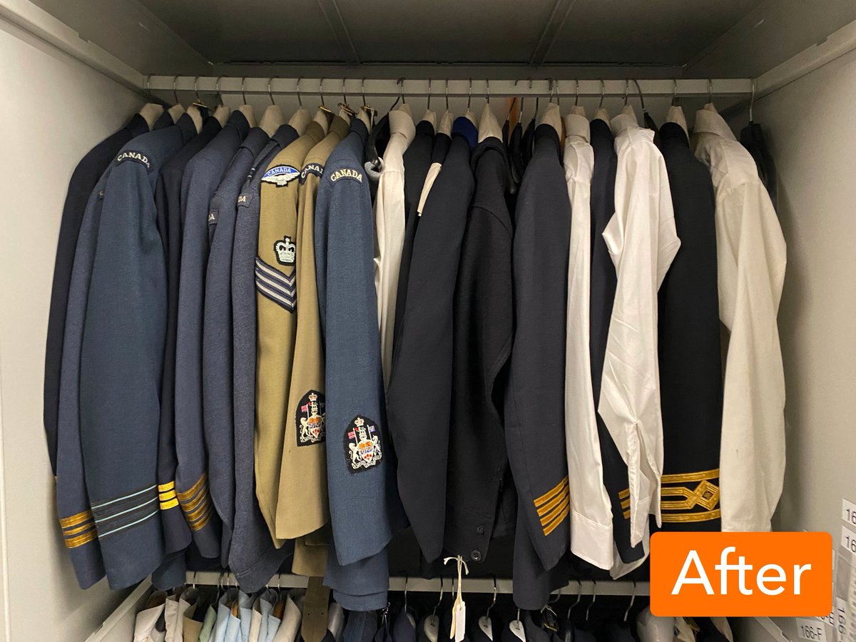 ericavanbosch's tweet photo. Spot the difference! 👁 Uniforms in the artifact collections are getting custom-made padded hangers. Thanks to Sue for sewing and Loren for hanging! 🧵🪡 There is so much work that goes on behind the scenes with @SciTechPreserv. This is just one example. https://t.co/SyilgK89hr