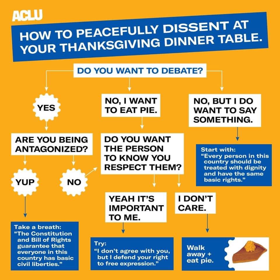 DVStrategies's tweet photo. Handy tips for peaceful meals during the holidays: #Thanksgiving #Hanukkah #LasPosadas #WinterSolstice 
#Soyal
#Festivus
#Christmas 
#Kwanzaa
#NewYearsDay #ThreeKingsDay #BoxingDay #ChineseNewYear #HappyHolidays
#DissentIsPatriotic https://t.co/rijDdiNdyO