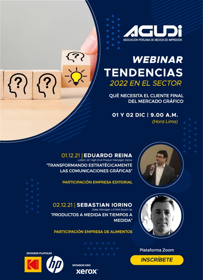 Asimpres's tweet photo. Este 01 y 02 de diciembre a las 11 AM de Chile, #AGUDI nos invita a participar de los webinars acerca de las tendencias 2022 en el sector: Qué necesita el cliente final del mercado #gráfico.

➡Inscripciones aquí: https://t.co/mln4ASFmdA https://t.co/ot22Low8c9