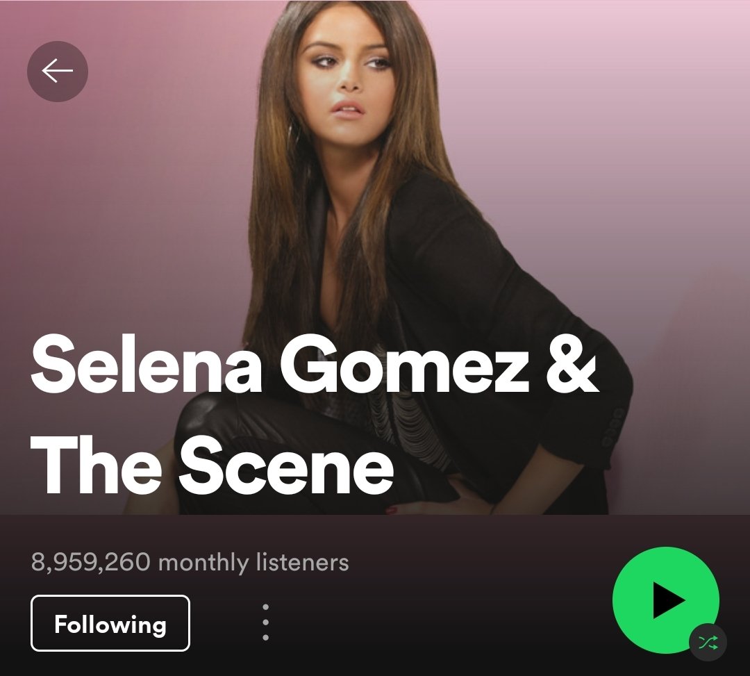 GomezUpdatesGR's tweet photo. — Spotify numbers 🎧

Selena Gomez: 31,272,149 followers
Selena Gomez &amp; the scene: 7,058,285 followers
This Selena Gomez - 992,562 likes
Selena Gomez – The Hits - 525,971 likes https://t.co/Fgnm2axogA