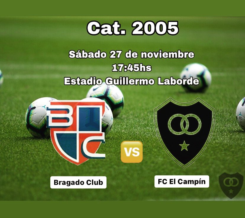 Fcelcampinofic1's tweet photo. 🔺Semifinal Copa de Oro Categoría 2005. 
⚽️ Bragado Club 🆚 FC El Campín
🕔 Sábado 27 de noviembre a las 17:45hs.
📍Estadio Guillermo Laborde https://t.co/r5R7rfDkkG