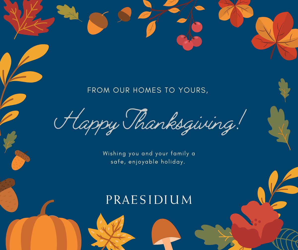 PraesidiumInc's tweet photo. This #Thanksgiving, we at #Praesidium are immensely thankful for our hard-working staff and clients who are taking steps towards a safer future for all. https://t.co/97XJO9fXXq