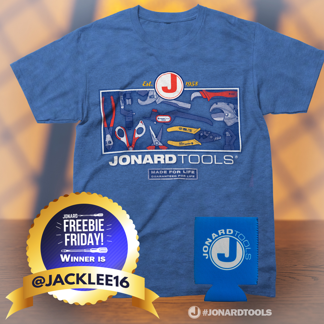 JonardTools's tweet photo. Congratulations to #FreebieFriday winner @JackLee16! He won the #JonardTools T-shirt and Koozie!
Check back in tomorrow for our #new Freebie Friday #giveaway!
#Jonard #MadeForLife #Contest #Winner #FF #Toolfan https://t.co/IKJKHfZ1VH