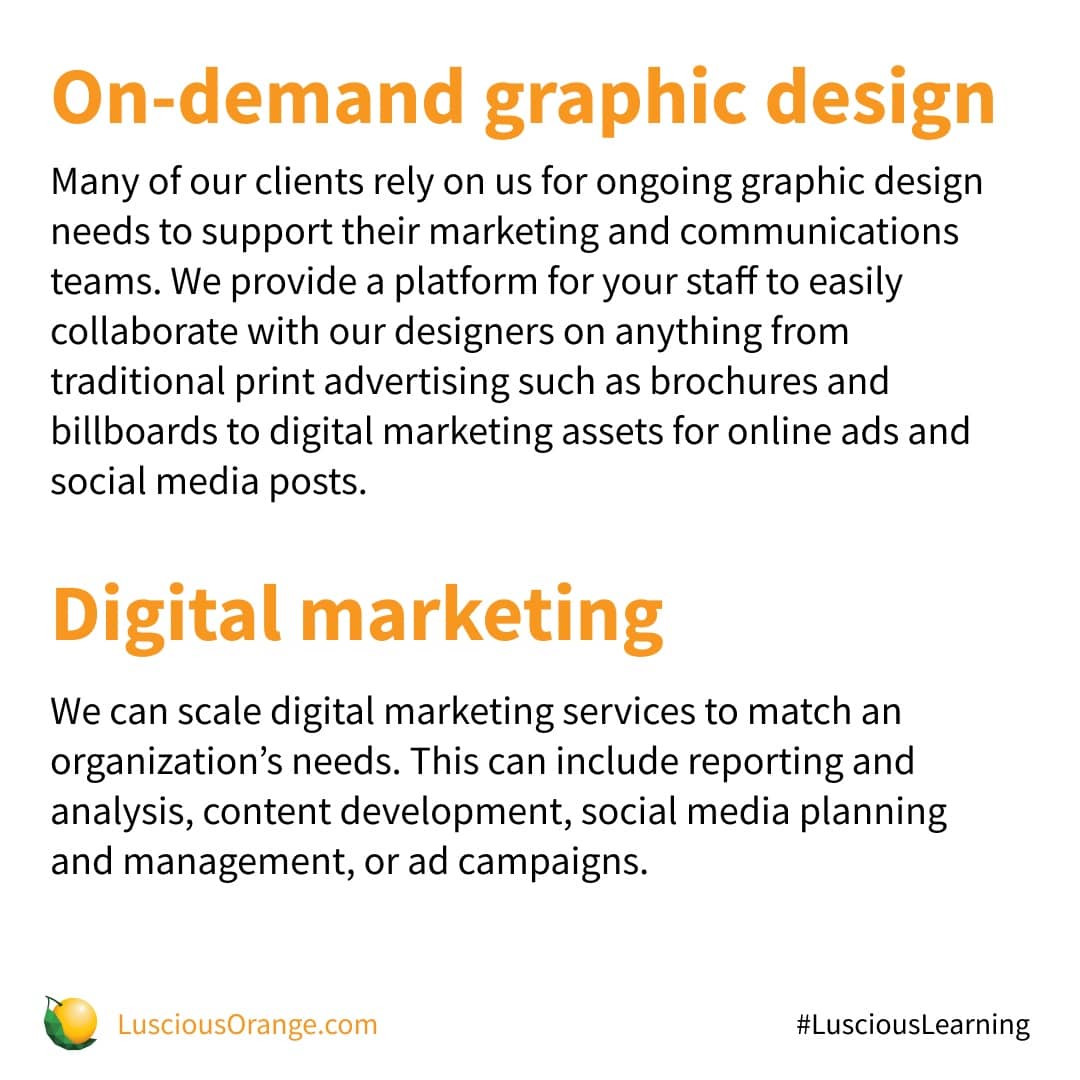 Luscious_Orange's tweet photo. Although many of our clients work with us because of our expertise in building websites, we offer a full range of services to our clients.
#LusciousOrange #LusciousLearning #WebDesign #ContentStrategy #ContentCreation #GraphicDesign #DigitalMarketing #WPGBusiness #RemoteAgency https://t.co/D3jJgAR4w8