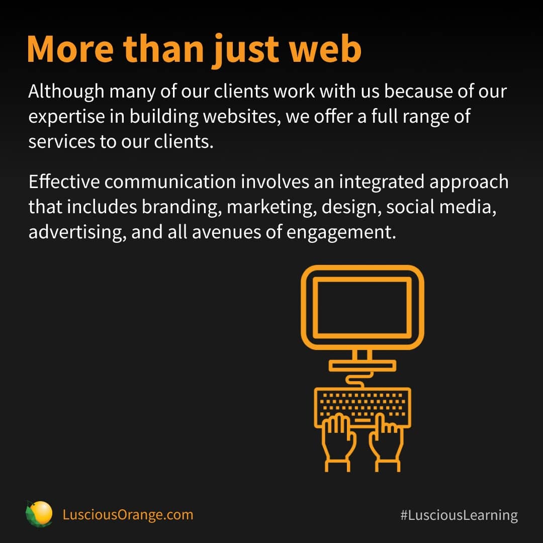 Luscious_Orange's tweet photo. Although many of our clients work with us because of our expertise in building websites, we offer a full range of services to our clients.
#LusciousOrange #LusciousLearning #WebDesign #ContentStrategy #ContentCreation #GraphicDesign #DigitalMarketing #WPGBusiness #RemoteAgency https://t.co/D3jJgAR4w8