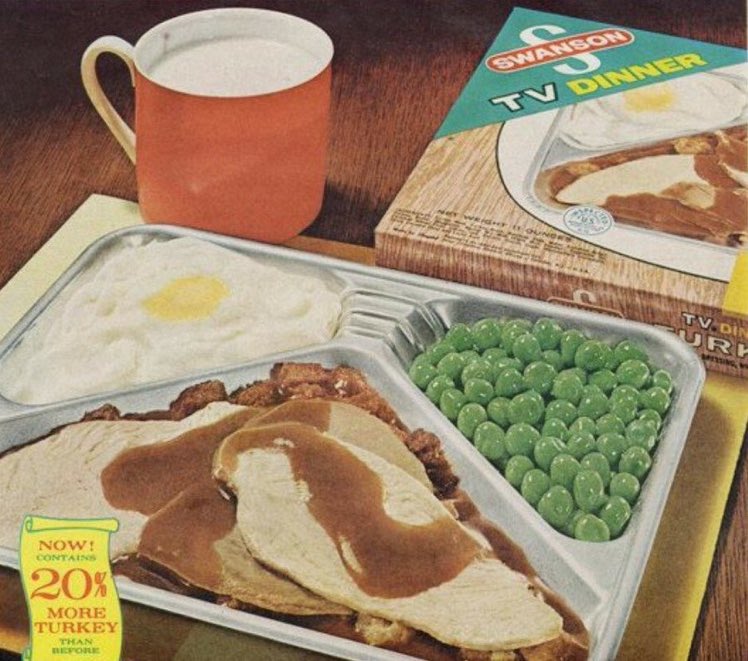 Super70sSports's tweet photo. Nothing says “It’s Thanksgiving and I’ve burned all the bridges with my family” quite like this meal. https://t.co/32ZisBdiYO