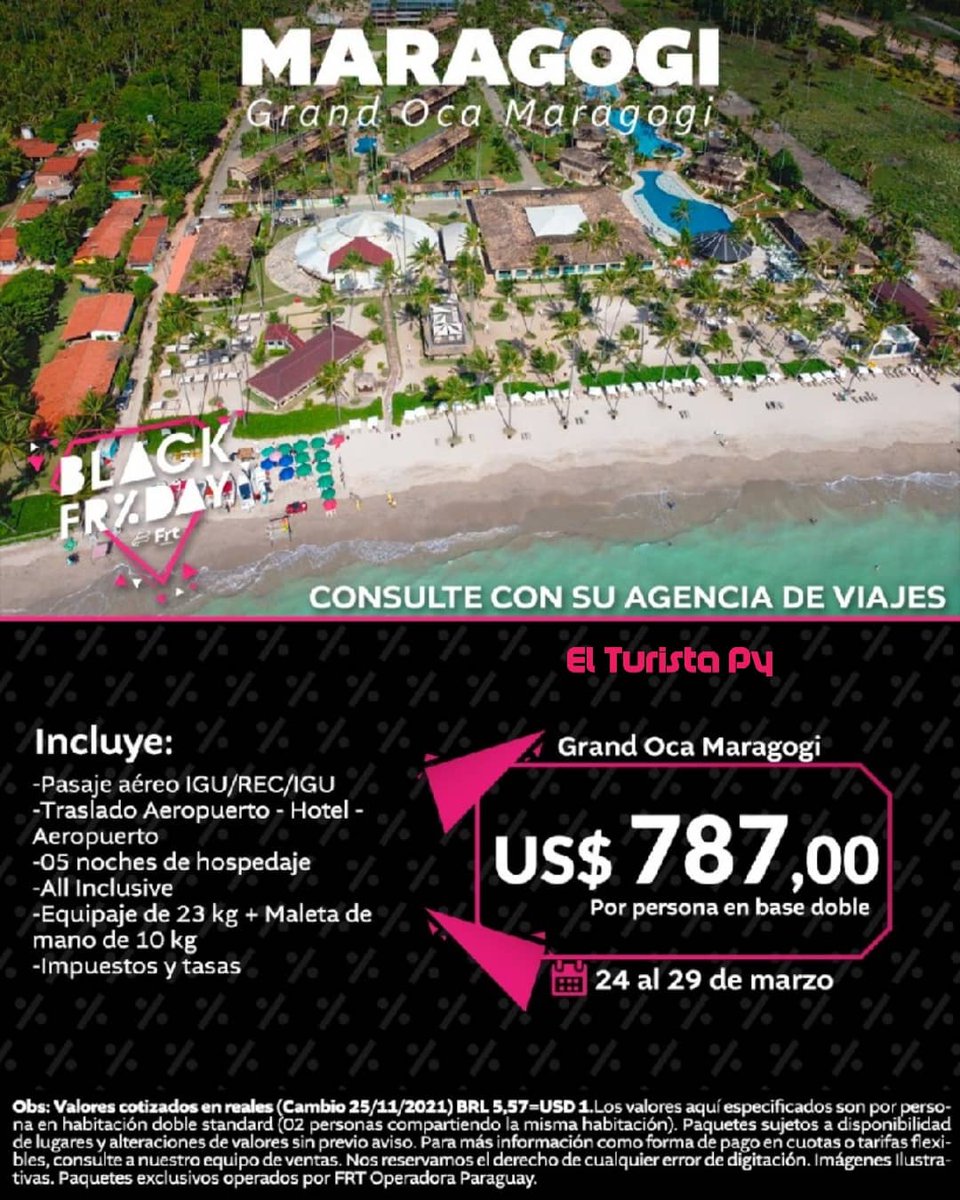 elturista_py's tweet photo. Black Friday destino Brasil.🇧🇷
Aprovecha estas promociones disponibles!!!!!! 
- Maragogi
- Rio de Janeiro
- Salvador Bahía.
.
.
@elturista_py
. 
Consultanos sobre este y otros paquetes disponibles por la semana de Descuentos. 
🎉⛱️😎✈️🇧🇷 https://t.co/BKSfJg3cc2