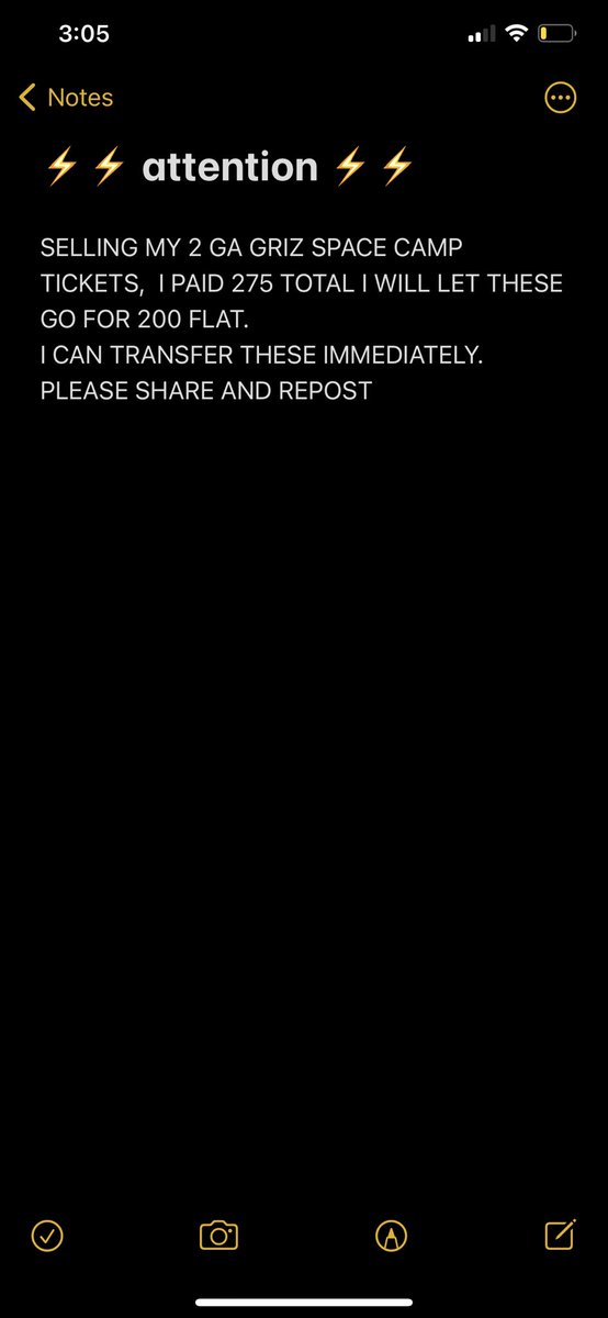 Yoooo selling 2 space camp tickets. 
Will negotiate pricing, willing to sell for cheap!