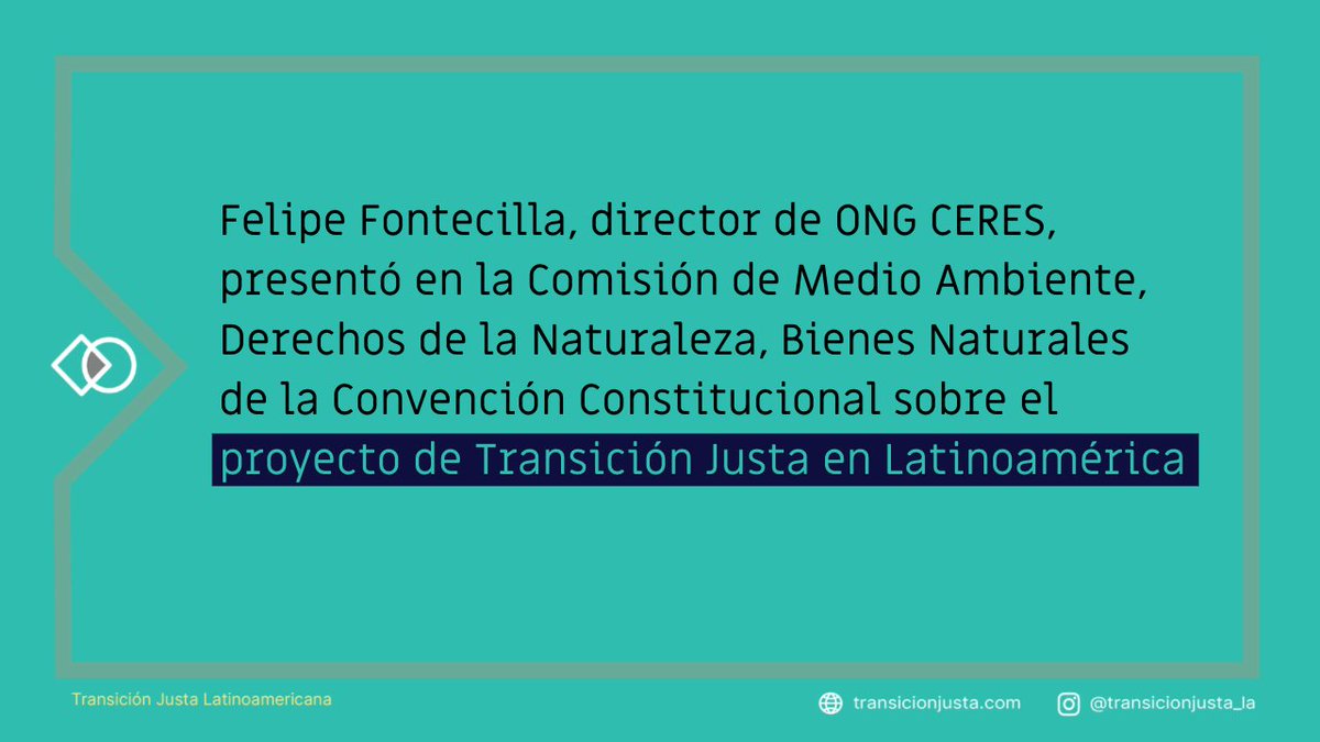 ⚡Ayer <a href="/ffontecillag/">Felipe Andrés Fontecilla Gutierrez</a>, director de ONG CERES, presentó en la Comisión de Medio Ambiente🌱 de la <a href="/convencioncl/">Chile Convención</a> sobre el proyecto de #TransiciónJusta 

Puedes verlo aquí ➡️ youtu.be/ZIDDKVnNd5Y