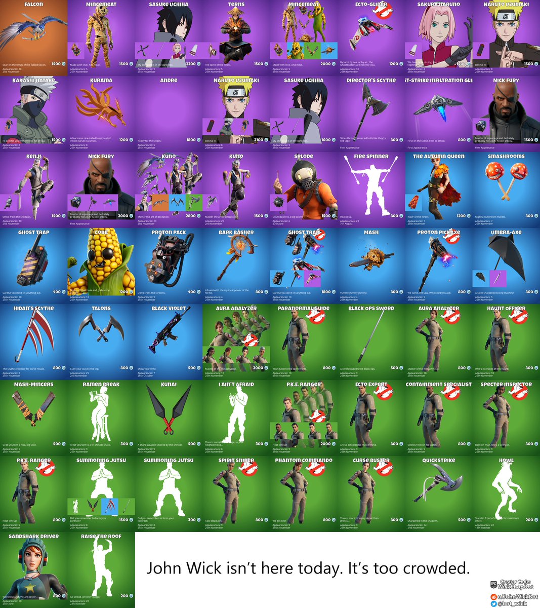 bot_wick's tweet image. Daily Shop (2021-11-26)