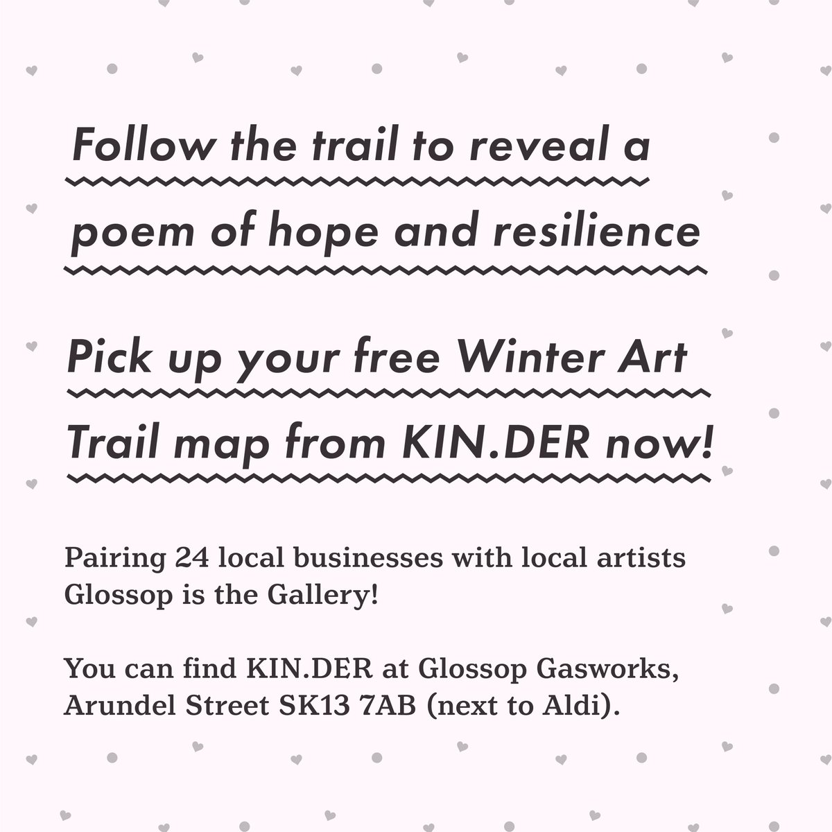 Come join the Love Glossop Winter Art Trail this Saturday to reveal the Christmas poem and see amazing artwork from Glossop’s amazing local creative peeps. #loveglossopwinterarttrail 
#christmas #christmaswindows #glossop #loveglossop #shoplocal #localartist  @glossopcreates