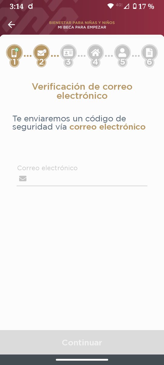jonleog's tweet photo. @BienestarEdu No Pasa del 2do paso dónde llega el código por correo ! :( https://t.co/02dRMbxAGi