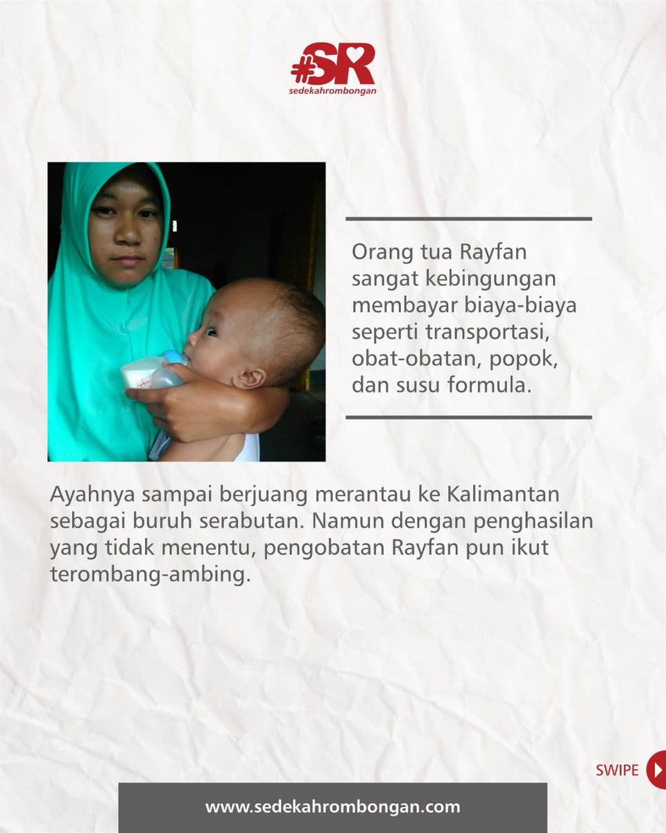 Bantu Rayfan Melawan Hidrosefalus Yuk 🥺

Mari berombongan bantu kesembuhan Dek Rayfan dan pejuang kesembuhan lainnya.

Rekening Sedekah
BCA 84655-23456
MANDIRI 137-00-111-00-118
BSI 4111-4111-45
a.n. Sedekah Rombongan

Konfirmasi: 081296690808