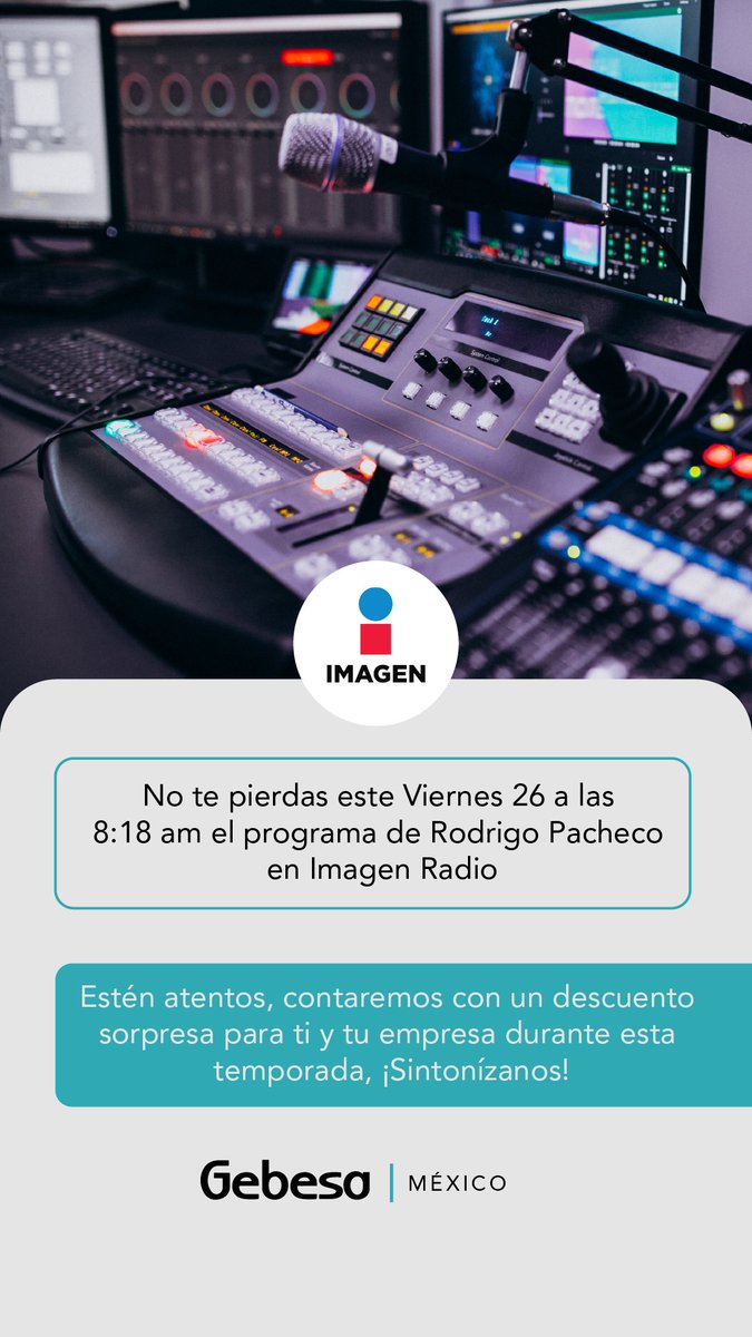 Gebesa's tweet photo. Mañana no te pierdas la entrevista con @Rodpac por @Imagen_Mx 🎙📻
#Gebesa #CreatingAmazingSpaces #office #officefurniture #officedesign #officeideas #mueblesdeoficina https://t.co/98rOz8Ffeg