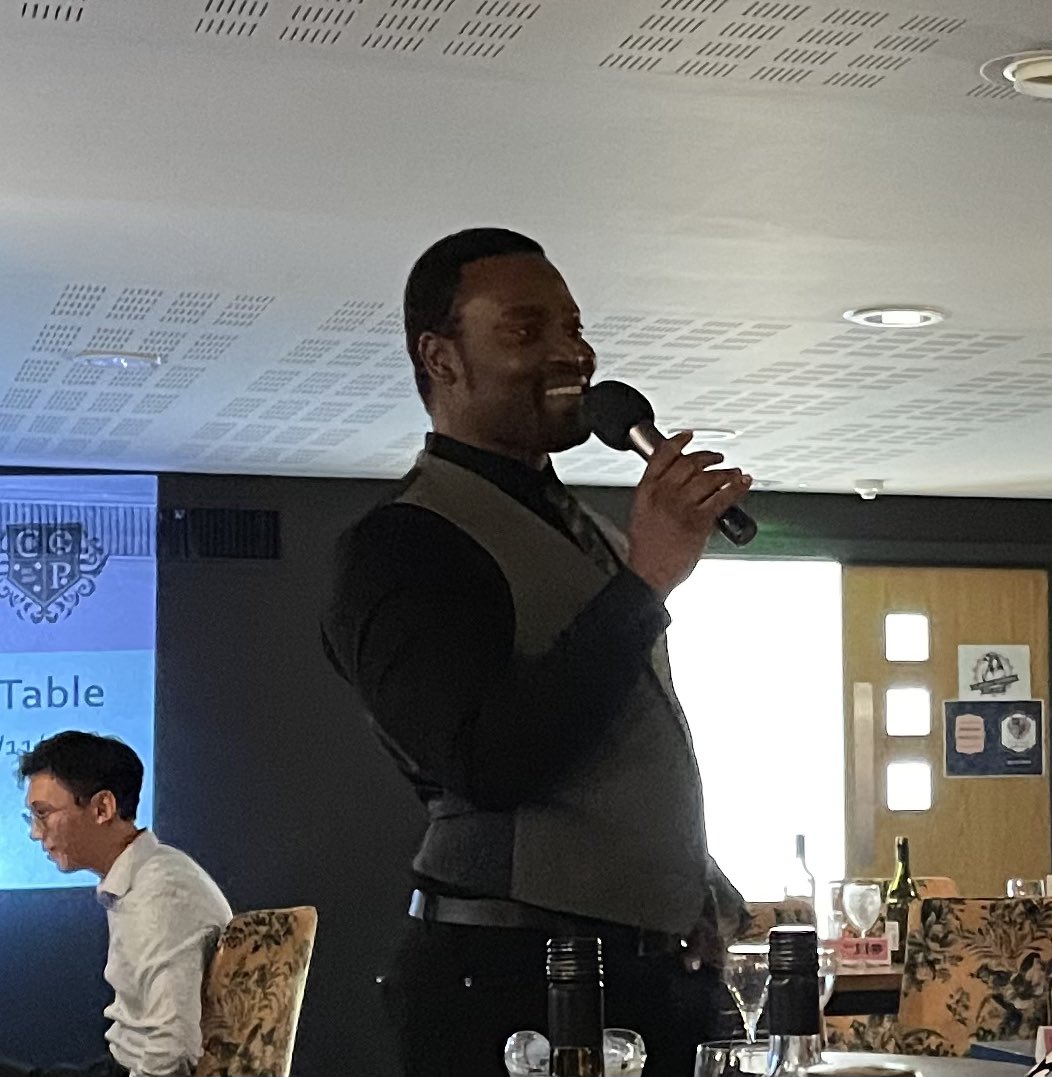 LboroVC's tweet photo. Fantastic hall dinner @CPLboro. Great food and amazing karaoke (@MichaelMHarry you are a star). Thanks for making @jojenni and I so welcome. https://t.co/Ud9Y8WDr8k