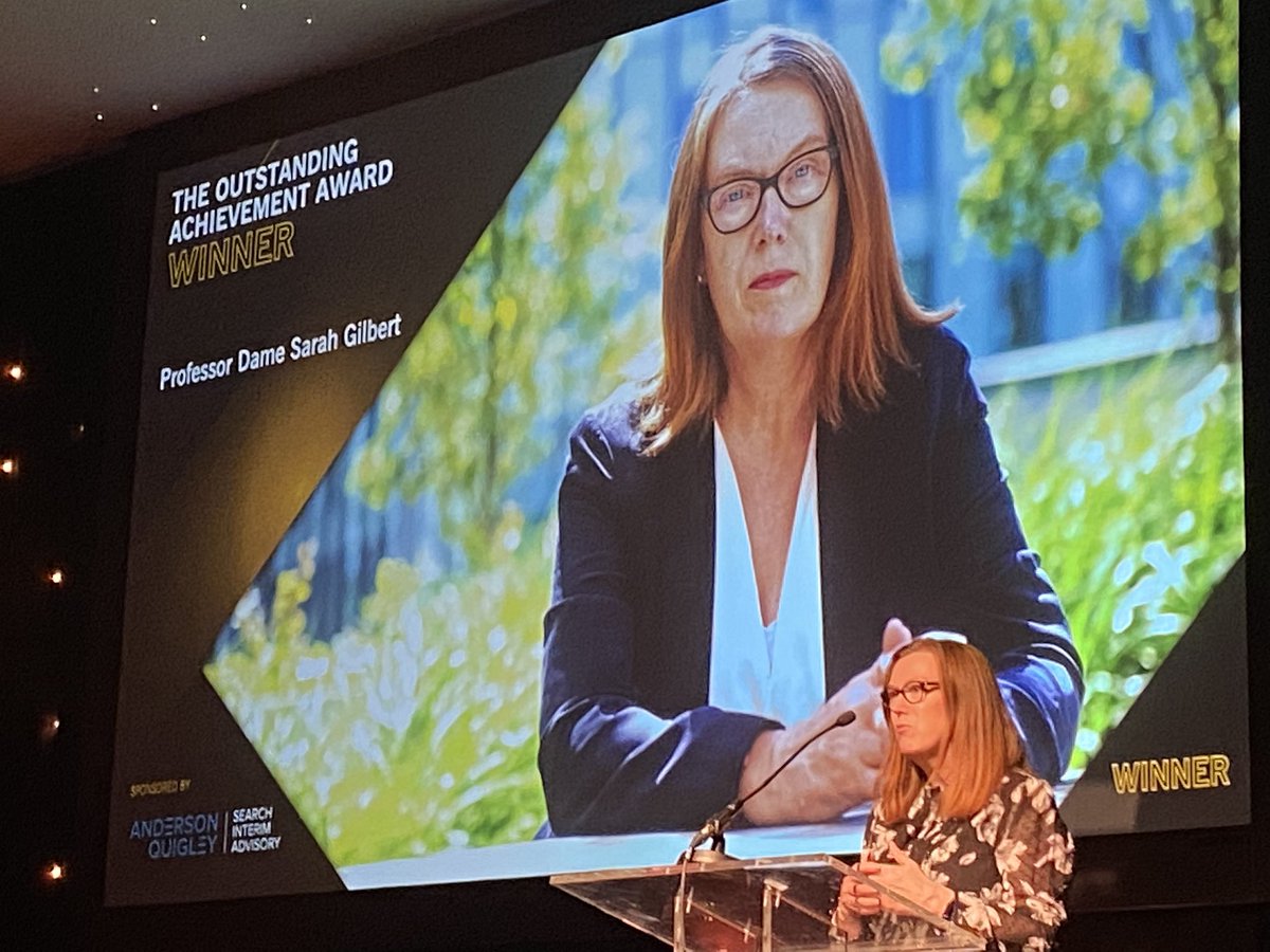ChrisCobbLondon's tweet photo. Such a well deserved outstanding achievement award to Professor Dame Sarah Gilbert @timeshighered awards https://t.co/IUAWPvdasT