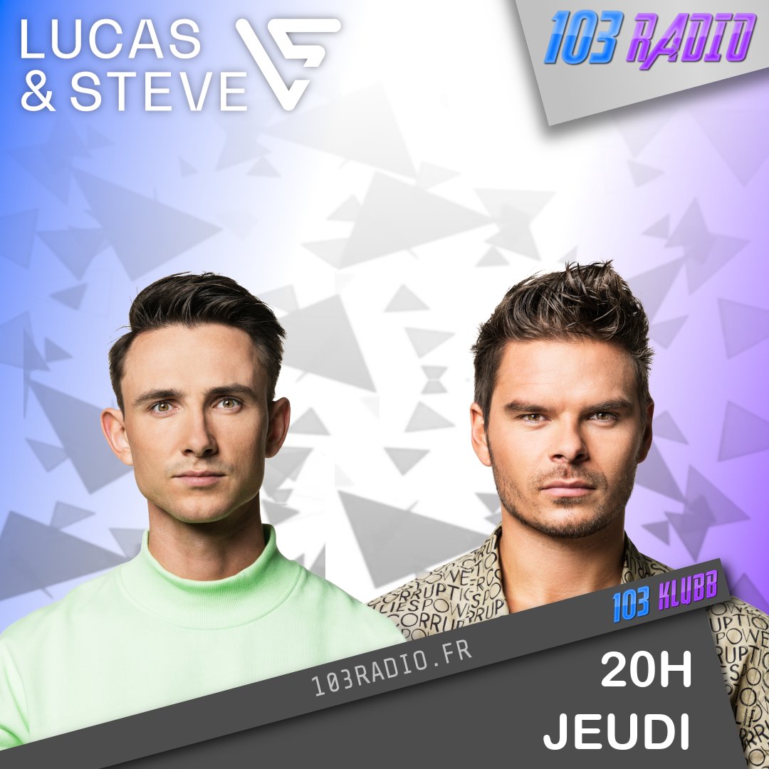 103radio's tweet photo. Rendez-vous jeudi soir à 20H avec les @lucasandsteve aux platines de 103 Klubb.
https://t.co/frt2XNp9LX et https://t.co/xCmp9n6bYI #mix #dj #music #radio #radioshow #103radio #103klubb #lucasandsteve #skylinesessions #spinninrecords #twitch https://t.co/qy6XAfWURS