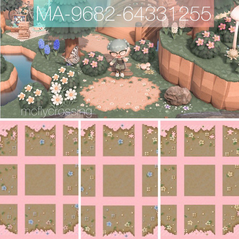 mcflycrossing's tweet image. I made a path! There’s 3 colour variations, white flowers, white and blue and pastel pink and blue!