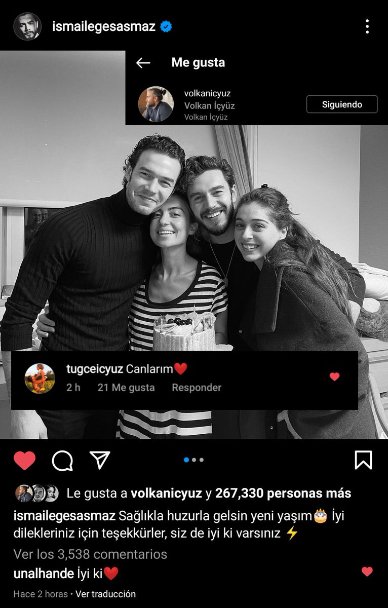 OkAndrisaOk's tweet photo. Tuğçe (Hermana gemela de Hande) y Volkan (Esposo de Tuğçe) la cuñada y concuñado de İsma se hicieron presentes. 🤌🏻✨
Tuğçe comentó: "Queridos míos ♥️. "
Y Volkan le dio like al post. 🤩
#Hanail #AyCem https://t.co/Qx9XkpPl3C