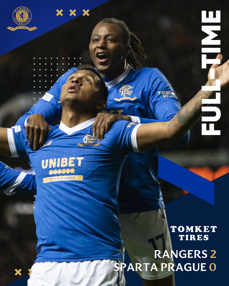 FULL-TIME: Rangers 2-0 Sparta Prague | #UEL
 
👏 A well-deserved victory in Giovanni van Bronckhorst's first match as #RangersFC manager.

Follow all the match reaction in our Match Hub: rng.rs/3DUBt7o