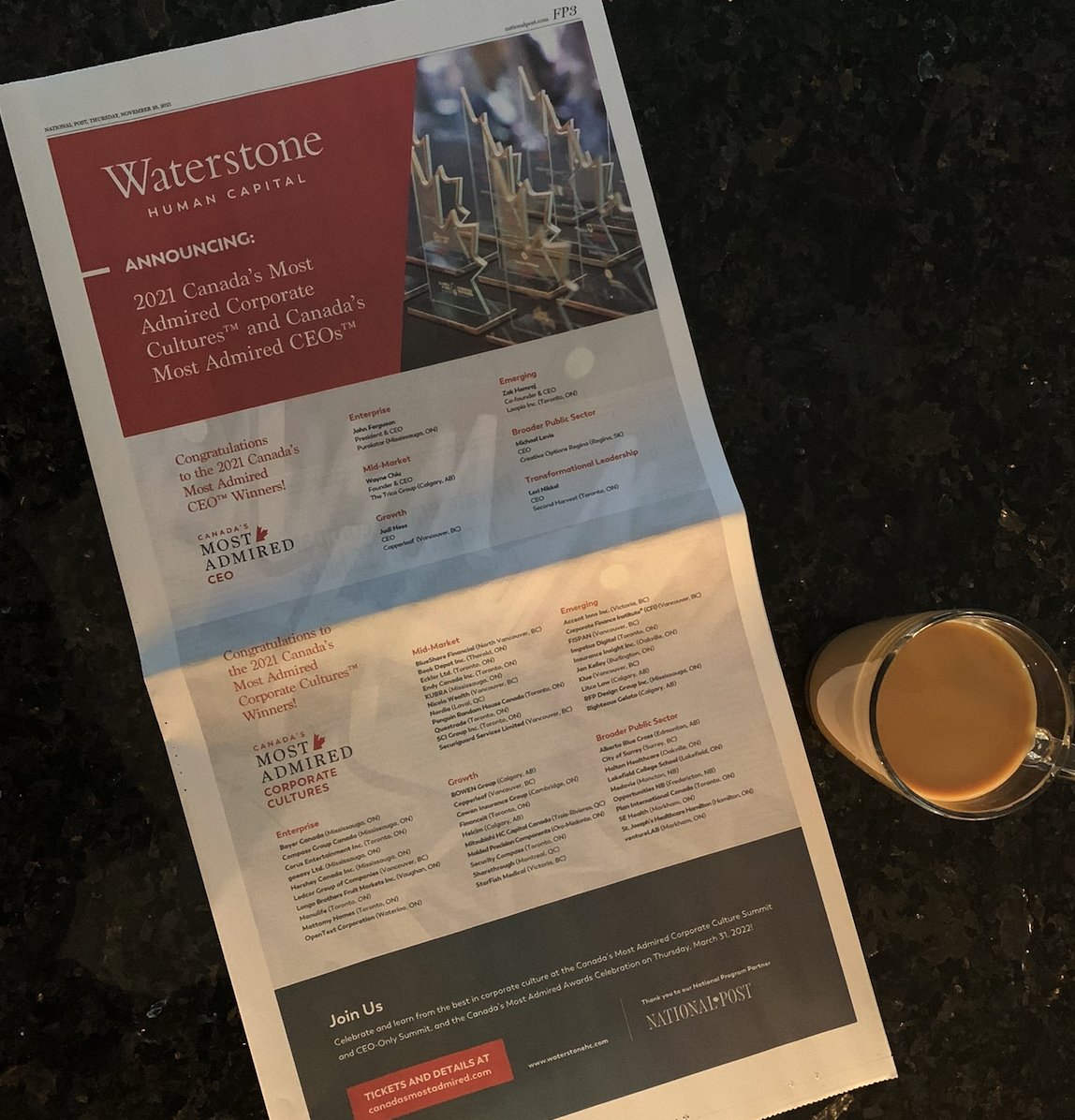 ICYMI: Earlier today we announced the winners of the Canada's Most Admired Corporate Cultures and Canada's Most Admired CEO awards for 2021! See the full list at waterstonehc.com/announcing-the…
#canadasmostadmired #corporateculture #ceo #awards
