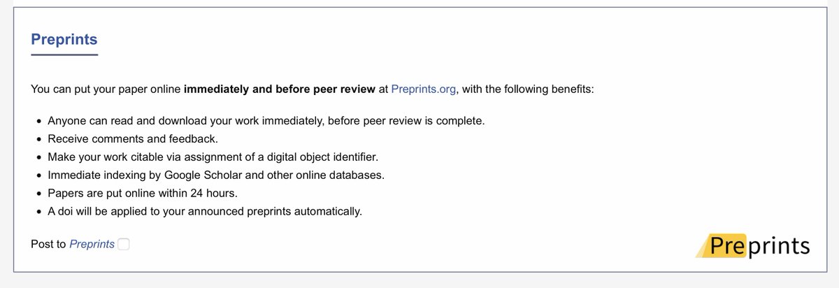 Just submitted an article in an #OpenAccess journal, and this popped up. 

Question: how's this supposed to help #science, when most of the indexing and citing may be done prior to #PeerReview?

Also - aren't conferences the main medium to receive comments &amp; feedback? #phdlife